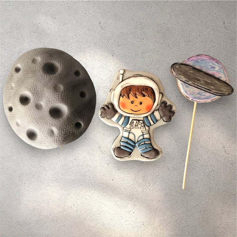 Purple and blue galaxy swirl cookie cake topper