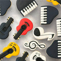 Hand-decorated cookies shaped like musical notes