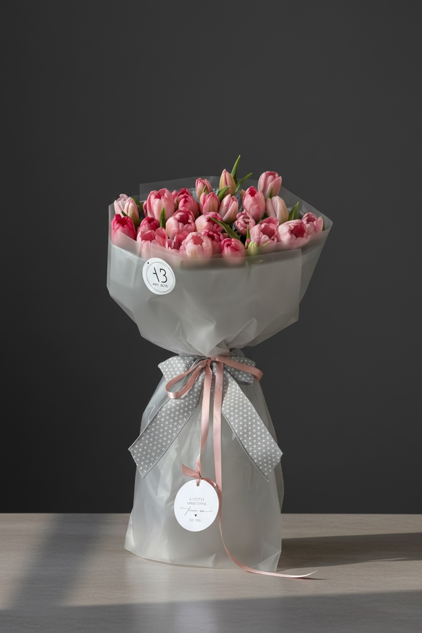 Fresh white flower bouquet with soft greenery wrapped for gifting