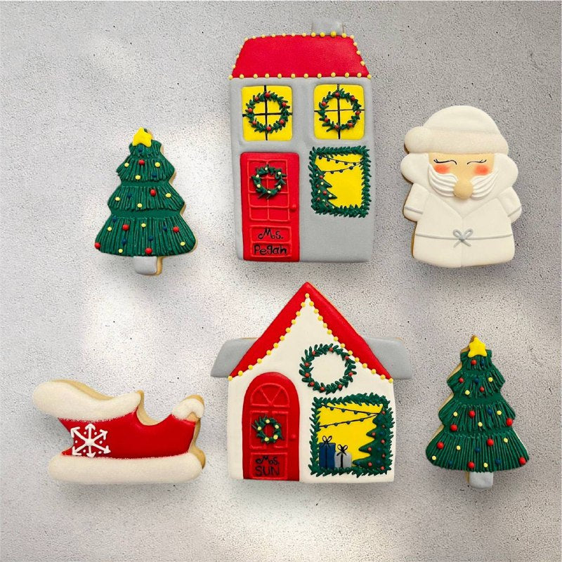 Sweet Winter Houses decorated holiday cookie from Artbite, a Vancouver bakery